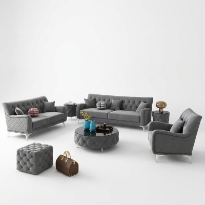 Sofaset 7-delig. Set Bank Zitter Salontafel Bank Modern Banken Veloursbank Nieuw