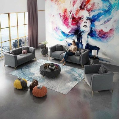 Designer bankstel 3+2+1 zits stof bankstel kussens bankstel banken