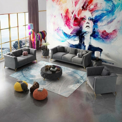 Designer bankstel 3+2+1 zits stof bankstel kussens bankstel banken