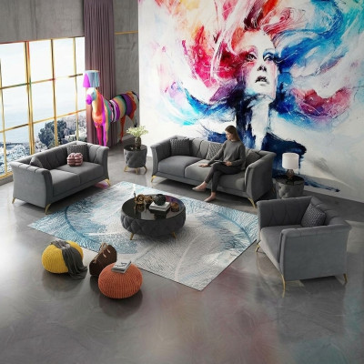 Ontwerper Chesterfield bankstel bank bankstel bankstel set fluweel 321 zitbanken