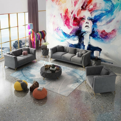 Ontwerper Chesterfield bankstel bank bankstel bankstel set fluweel 321 zitbanken
