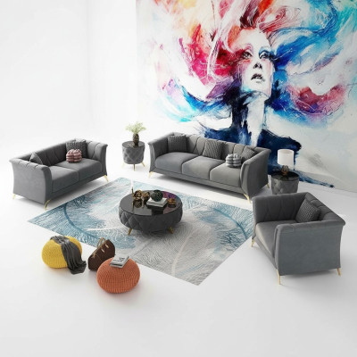 Ontwerper Chesterfield bankstel bank bankstel bankstel set fluweel 321 zitbanken
