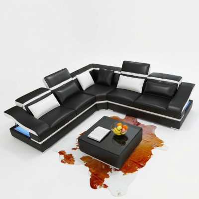 Luxus Design Hoekbank L-vormig Modern Banken Leren Bank Woonkamer Bank Zitje