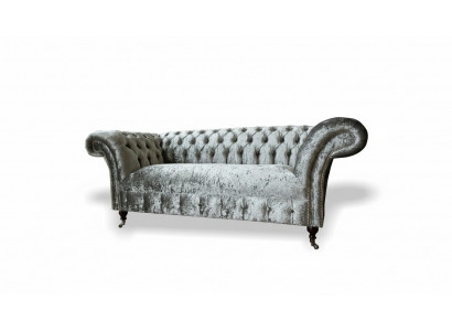 Bankstel 2-zits Chesterfield Bank Bekleding Fluweel Stof Tweezits Fluweel Grijs Zilver