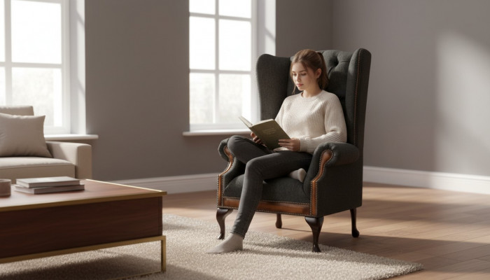 Stoel 1x Woonkamer Gestoffeerde Fauteuil TV Lounge Textiel Zit Fauteuil