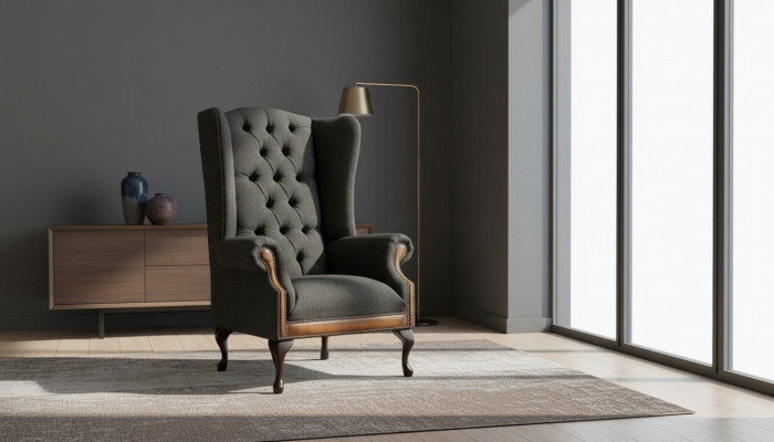 Stoel 1x Woonkamer Gestoffeerde Fauteuil TV Lounge Textiel Zit Fauteuil