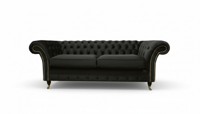 Chesterfield bank gestoffeerde banken Klassieke textiel Zwarte bank 3 zits