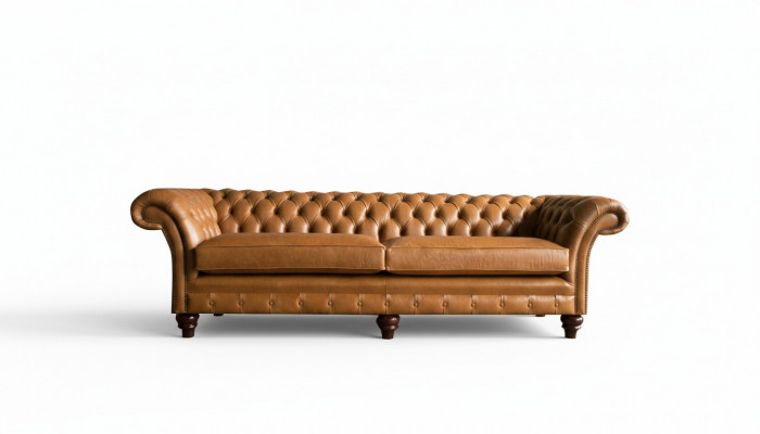 Chesterfield bank Bruin xxl Groot Leder Woonkamer Meubels 4 zits Bruin