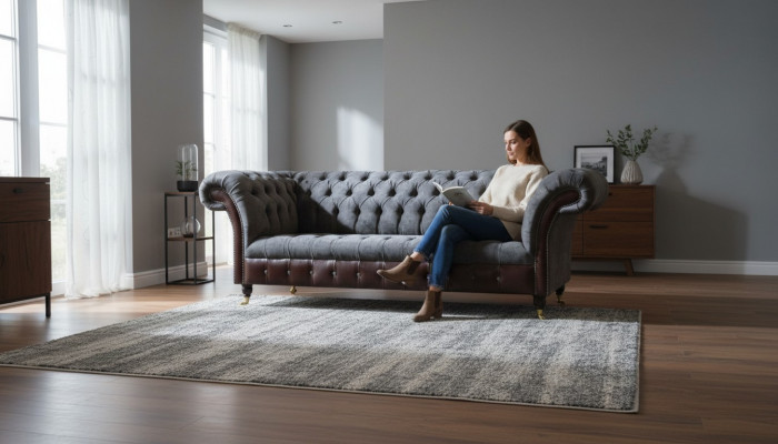 Chesterfield 3-zits woonkamerbank bank bekleding zitting textiel stof