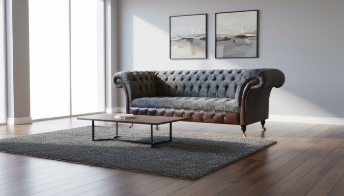 Chesterfield 3-zits woonkamerbank bank bekleding zitting textiel stof