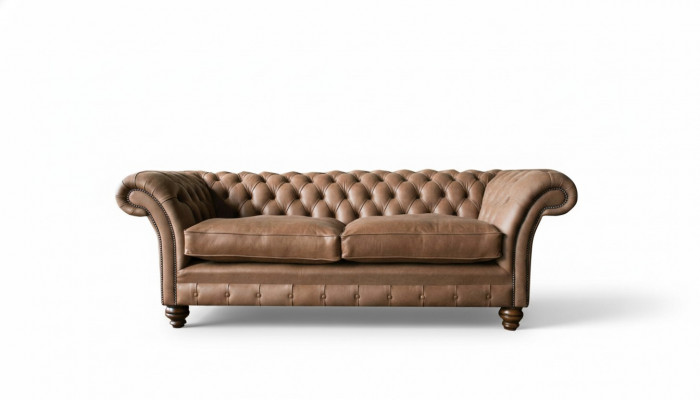 Ontwerpbank 3-zitsbank Stoffen bekleding Bruin Klassieke banken Chesterfield Nieuw