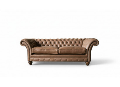 Ontwerpbank 3-zitsbank Stoffen bekleding Bruin Klassieke banken Chesterfield Nieuw