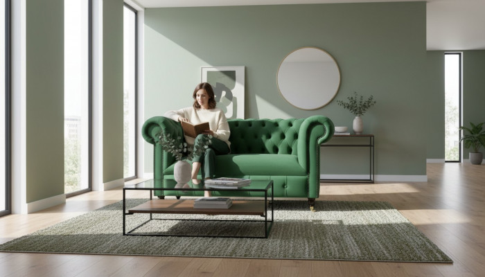 Chesterfield 2-zits designbank bank gestoffeerde banken banken stof textiel