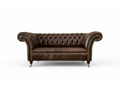 Chesterfield fluwelen designbank 2-zits bank textiel leder bruin nieuw