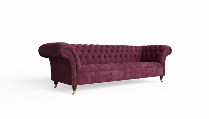 Bankstel 3-zits Chesterfield banken bankstellen woonkamer design textiel stof bordeaux