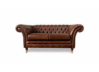 Chesterfield Sofa 2-zits gestoffeerde designbanken bankstellen bankstel origineel bruin