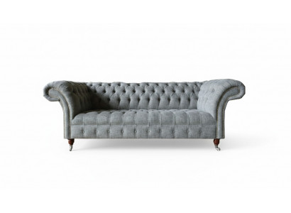 Stof Bank Bankstel Bekleding Set 3-Zits Banken Bankstellen Chesterfield Grijs Fluweel