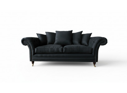 Bank 3-zitter Klassiek Design Bankstellen Bekleding Leer Moderne Banken 3-zit Zwart