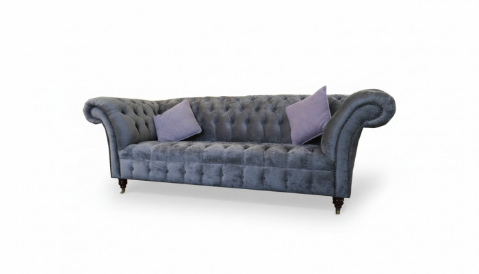 Chesterfield 3-zits xxl gestoffeerde zitbank bankstel Big Couch grijze nieuw.