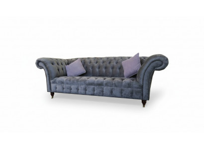 Chesterfield 3-zits xxl gestoffeerde zitbank bankstel Big Couch grijze nieuw.