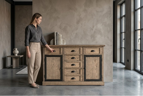 Console bruin houten tafel met lade plank bijzettafel dressoir meubels