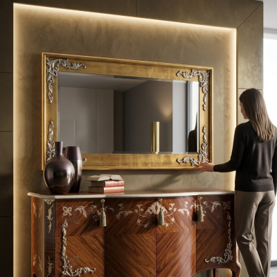 Ontwerper Moderne Grote Spiegel Wandspiegel Echt Houten Frame Hangspiegel Klassiek Nieuw