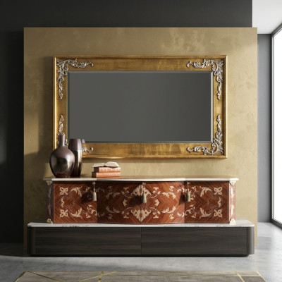 Ontwerper Moderne Grote Spiegel Wandspiegel Echt Houten Frame Hangspiegel Klassiek Nieuw