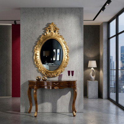 Klassieke designer luxe spiegel wandspiegel barok rococo 88x133cm houten frame nieuw