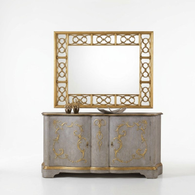 Klassieke designer spiegel wandspiegel barok rococo 150x114cm houten frame