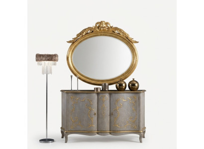 Ovale spiegel wandspiegel met de hand gemaakt houten lijst glas barok rococo goud