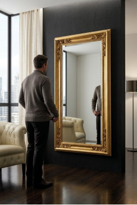 Moderne Grote Spiegel Wandspiegel Echte Houten Frame Hangspiegel Luxe Meubels Nieuw