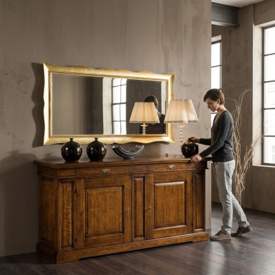 Spiegel wand glas xxl goud groot 181x91 frame hout Hangspiegel Barok Rococo