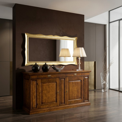 Spiegel wand glas xxl goud groot 181x91 frame hout Hangspiegel Barok Rococo