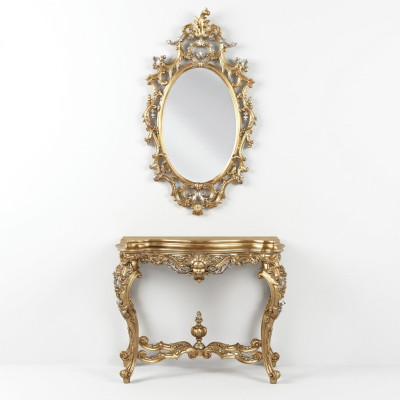 Ontwerp consoles tafel dressoir met spiegel luxe meubelset console 2-delig.