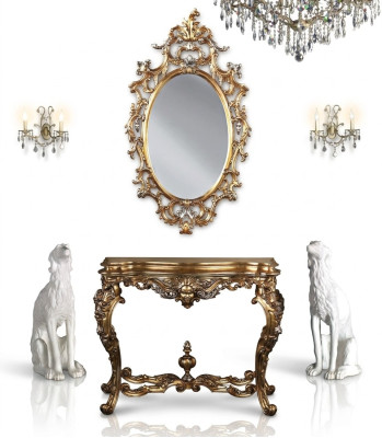 Moderne Grote Luxe Spiegel Wandspiegel Echt Houten Frame Hangspiegel Luxe Meubels