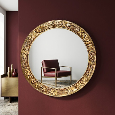 Klassieke wandspiegel houten spiegel meubels nieuw barok rond ronde frame wand nieuw