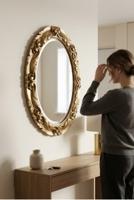 Moderne Grote Echte Houten Spiegellijst Wandspiegel Hangspiegel Luxe Meubels