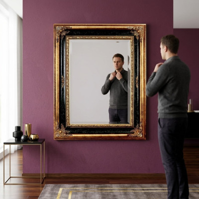 Klassieke designer spiegel wandspiegel barok rococo 96x133cm houten frame nieuw