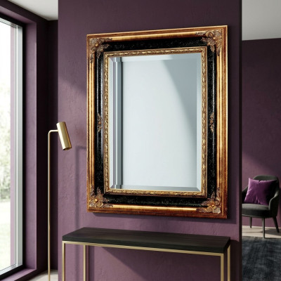 Klassieke designer spiegel wandspiegel barok rococo 96x133cm houten frame nieuw