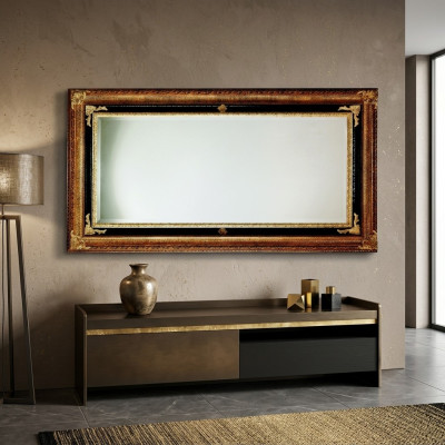 Klassieke wandspiegel houten frame spiegel meubelen 107x197 glazen frame wand goud