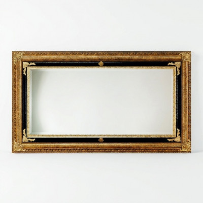 Klassieke wandspiegel houten frame spiegel meubelen 107x197 glazen frame wand goud