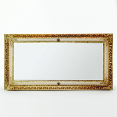 Klassieke wandspiegel houten lijst spiegel meubelen goud 104x194 glas lijst wand