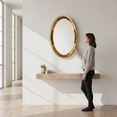 Ontwerper commode dressoir lage kast kast woonkamer plank luxe spiegel nieuw.