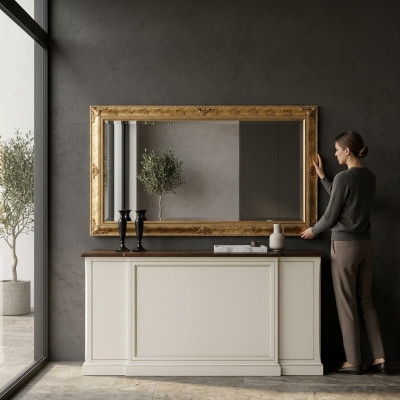Wandspiegel Houten Frame Hangspiegel Gouden Spiegel Wandspiegel Woonkamer Nieuw