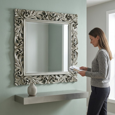 Klassieke wandspiegel met houten frame spiegel 200x112 frame wand hangspiegel nieuw
