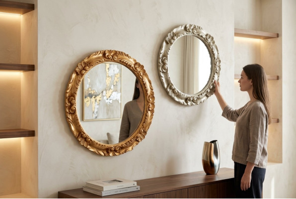 Moderne grote wandspiegel met echt houten frame hangspiegel luxe meubels