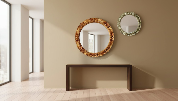 Moderne grote wandspiegel met echt houten frame hangspiegel luxe meubels
