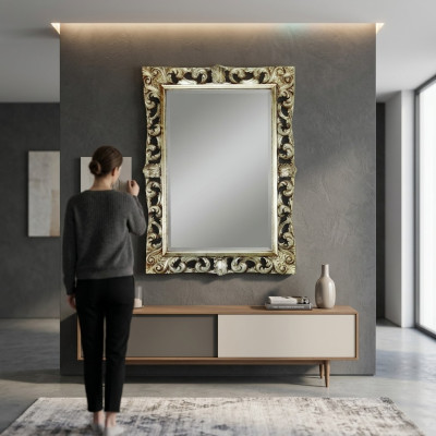 Woonkamer spiegel wandspiegel ontwerper gang bad hout glas design 113x113 nieuw