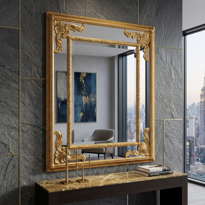 Decoratiespiegel Wandspiegel Gangspiegel Bad Gang Houten Wand Spiegeltje Barok
