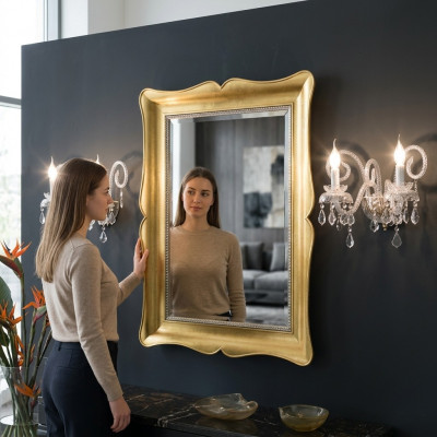 Spiegel Meubels Barok Klassieke Wandspiegel Hout 85x105 Glas Frame Muur Goud